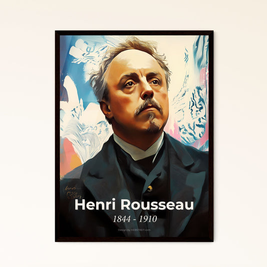 Portrait of Henri Rousseau, 1844 - 1910. Impressionistic painting of a man in a suit.