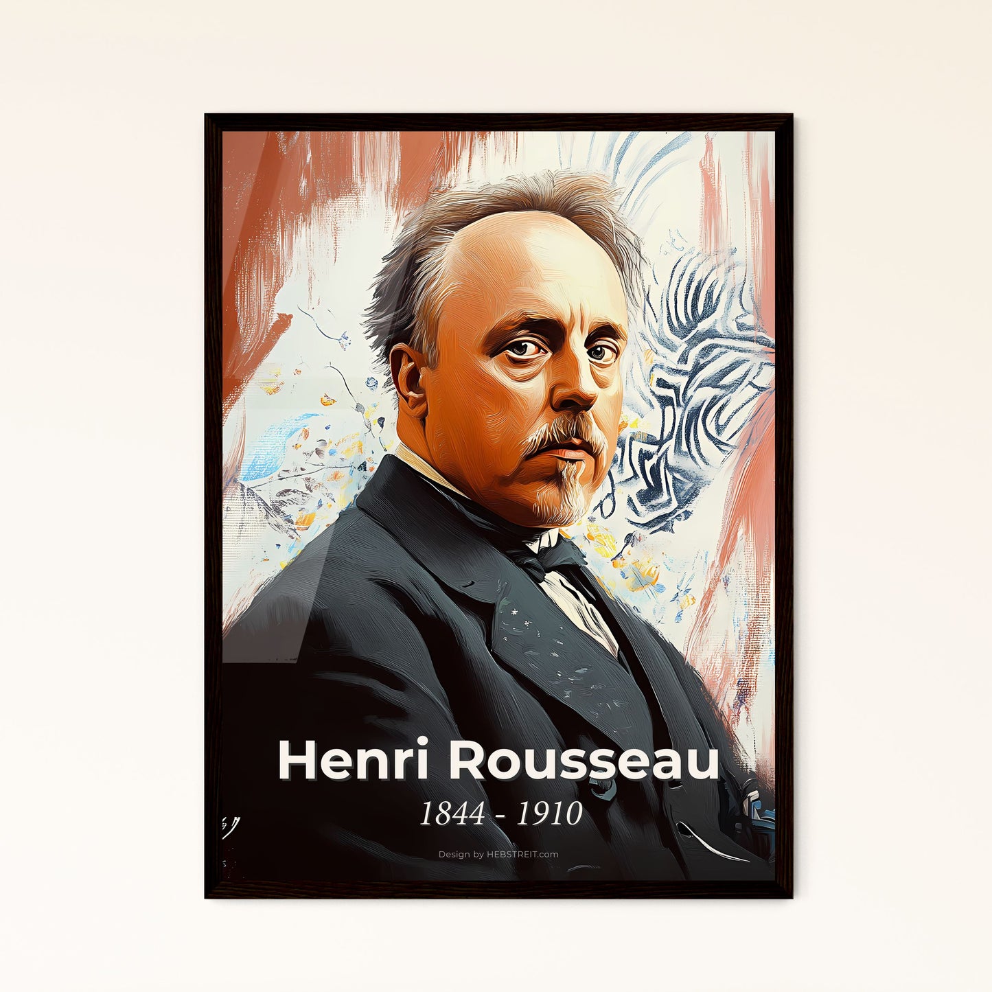 Portrait of Henri Rousseau, 1844 - 1910. Impressionistic painting of a man in a suit.