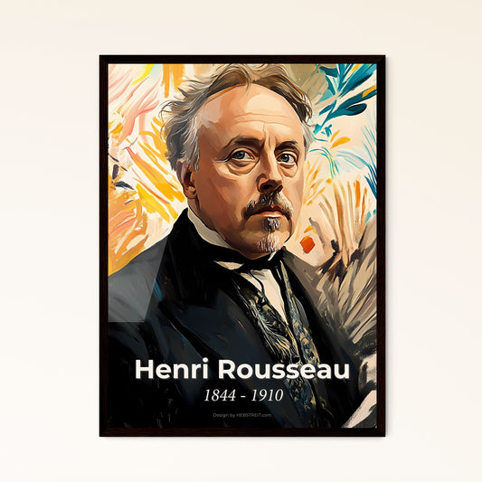 Portrait of Henri Rousseau, 1844 - 1910. Impressionistic painting of a man in a suit.