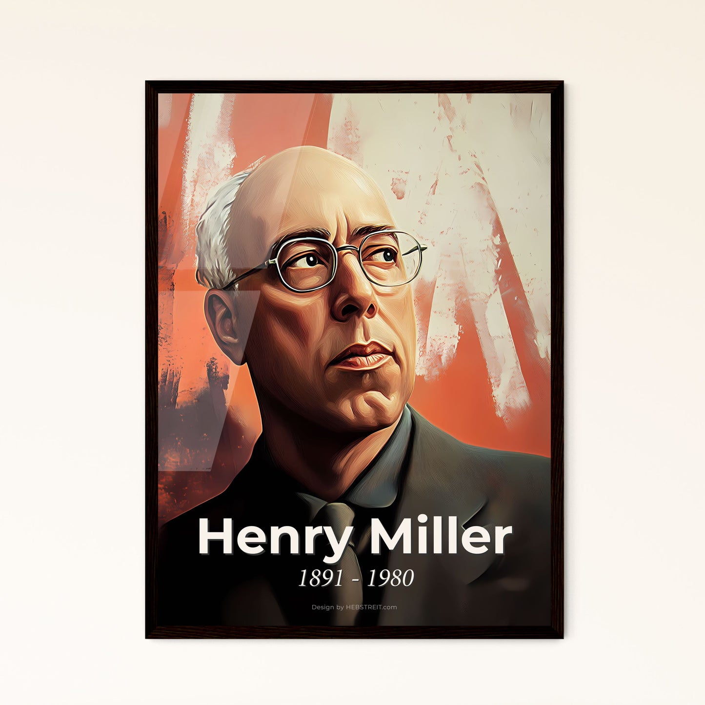 Portrait of Henry Miller, 1891 - 1980. Impressionistic painting of a man in a suit and tie.