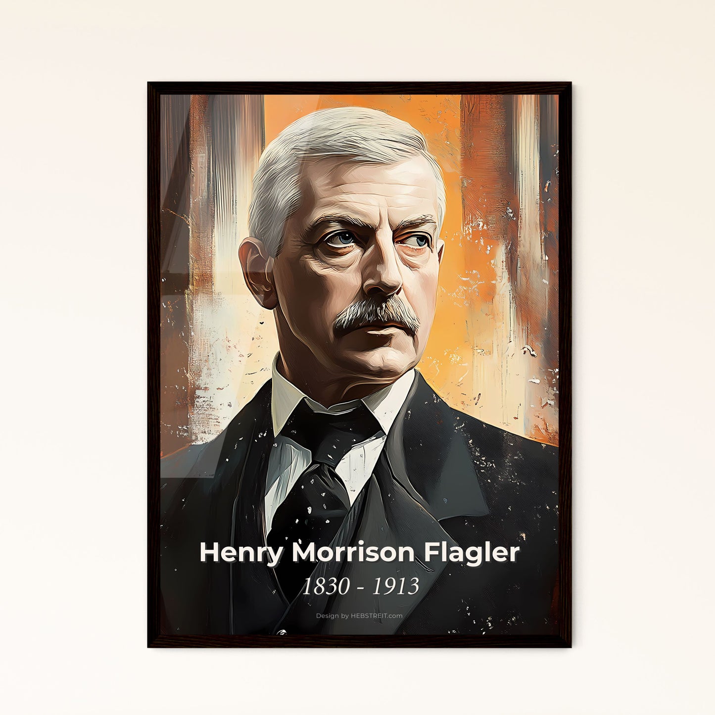 Portrait of Henry Morrison Flagler, 1830 - 1913. Impressionistic painting of a man in a suit.