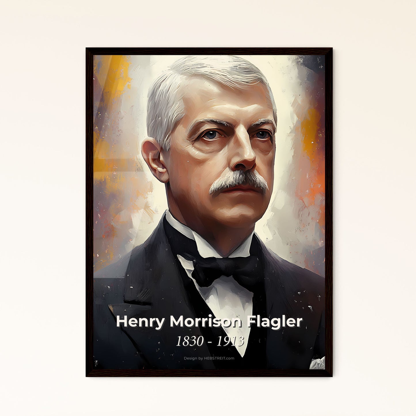 Portrait of Henry Morrison Flagler, 1830 - 1913. Impressionistic painting of a man in a suit.