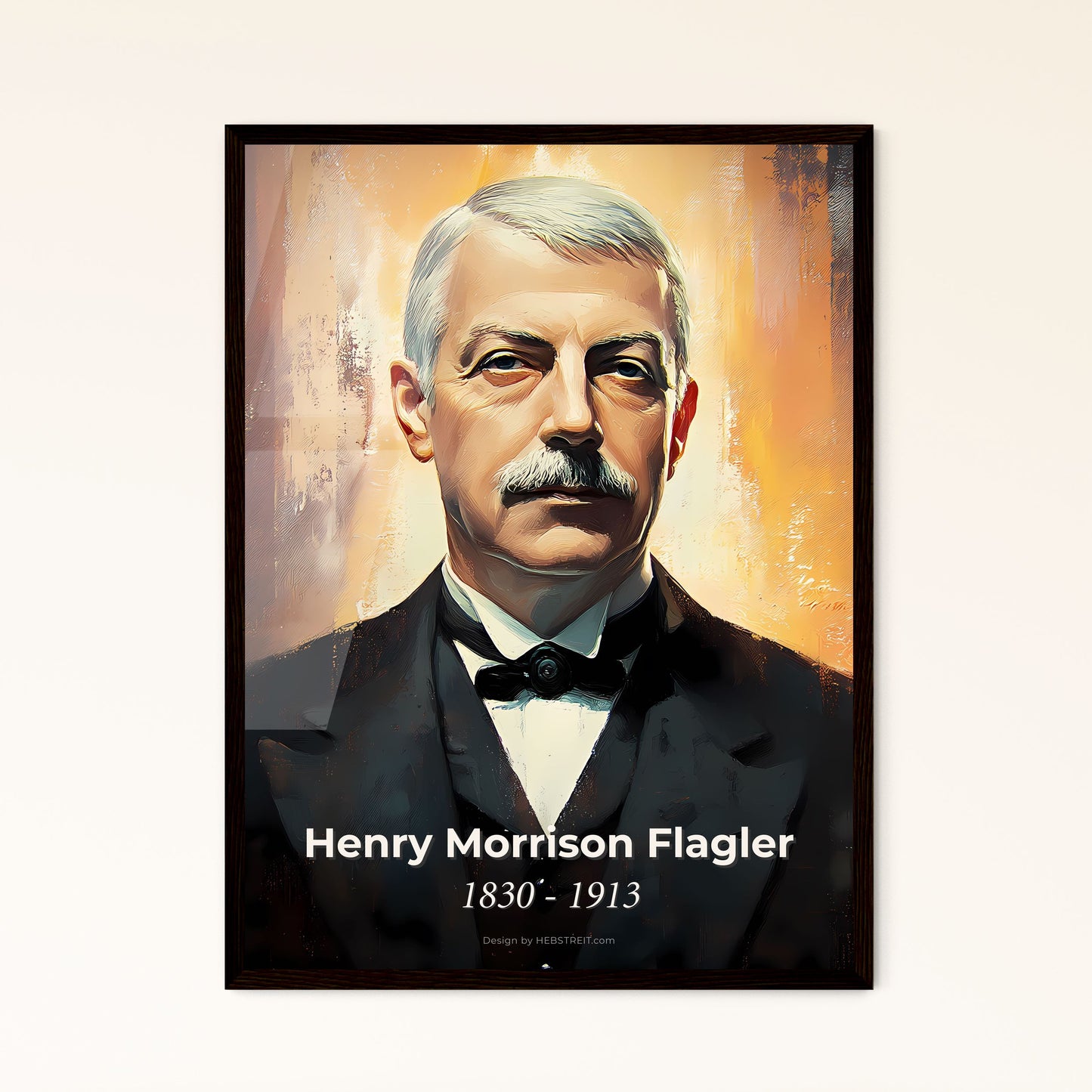 Portrait of Henry Morrison Flagler, 1830 - 1913. Impressionistic painting of a man in a suit.