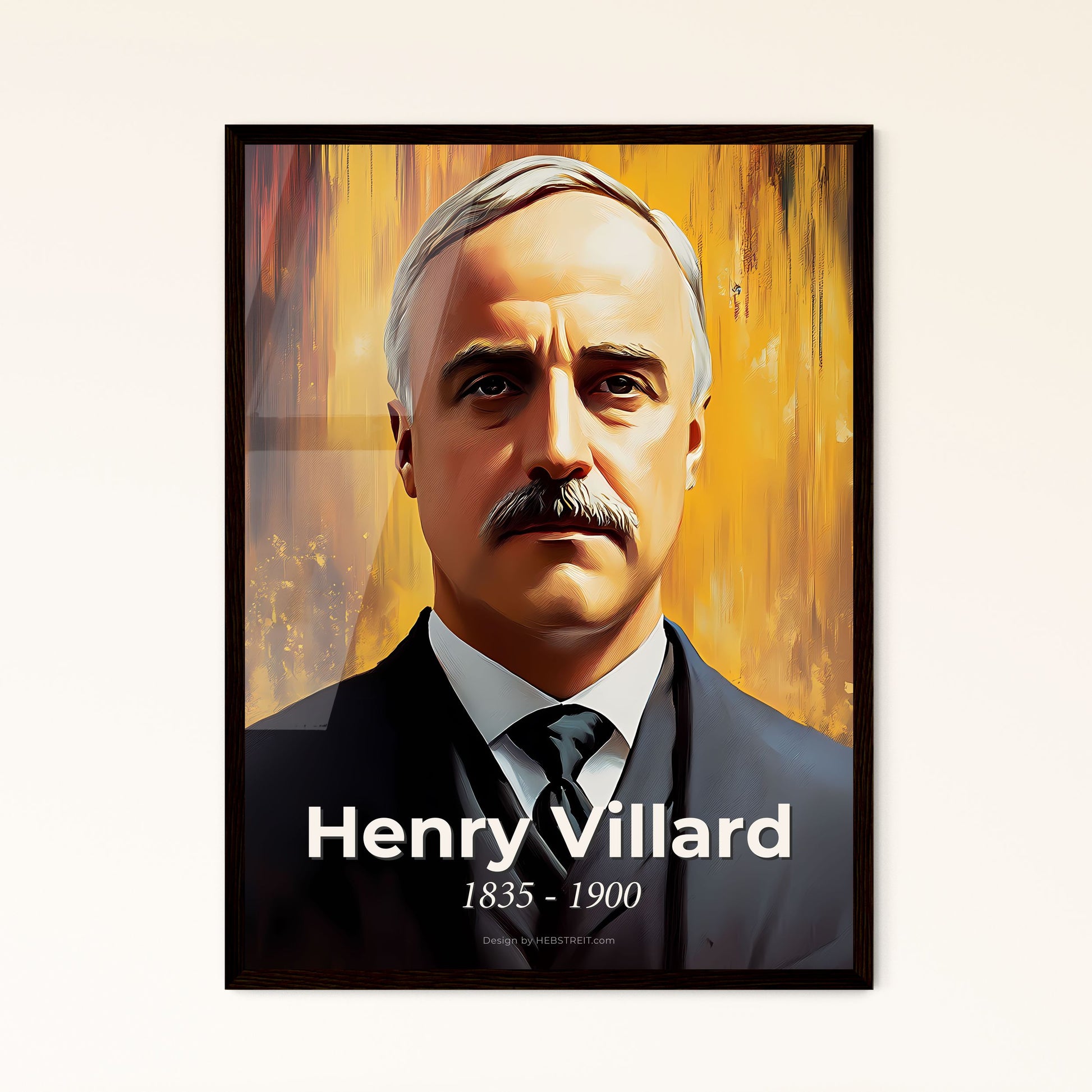 Portrait of Henry Villard, 1835 - 1900. Impressionistic painting of a man with a mustache.