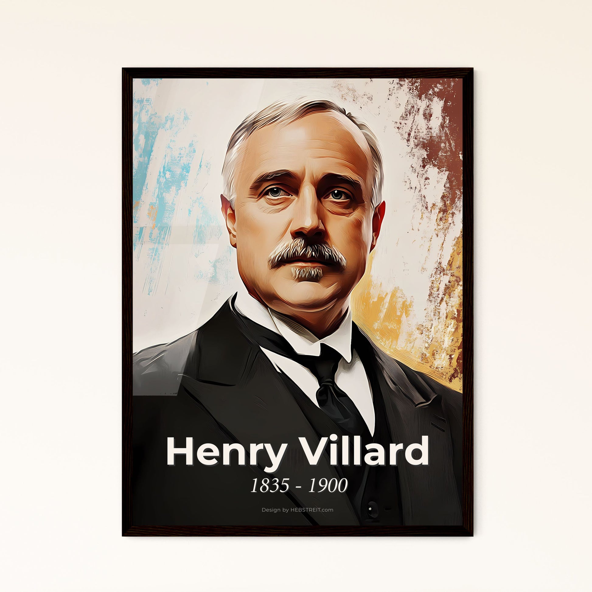 Portrait of Henry Villard, 1835 - 1900. Impressionistic painting of a man in a suit.