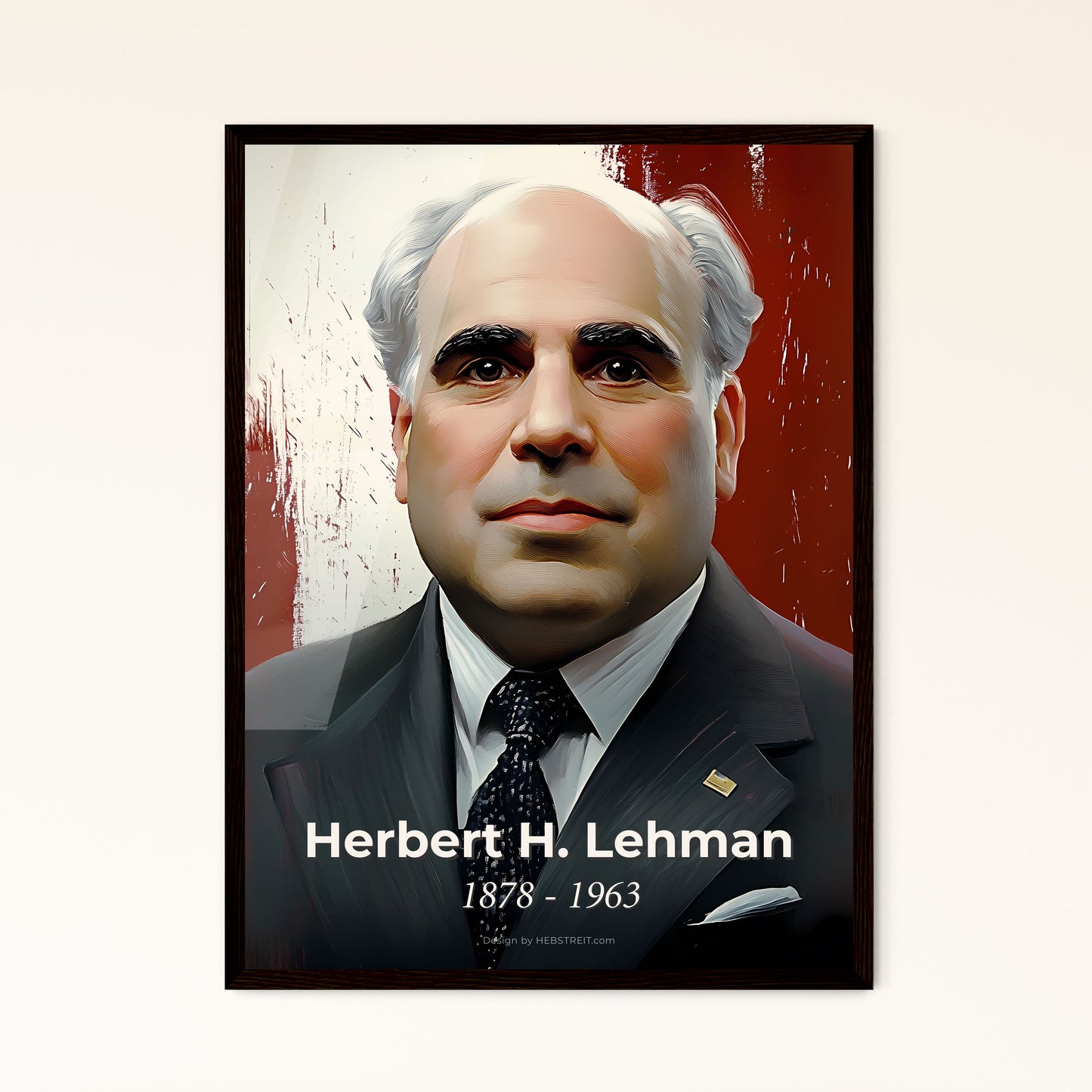 Portrait of Herbert H. Lehman, 1878 - 1963. Impressionistic painting of a man in a suit.