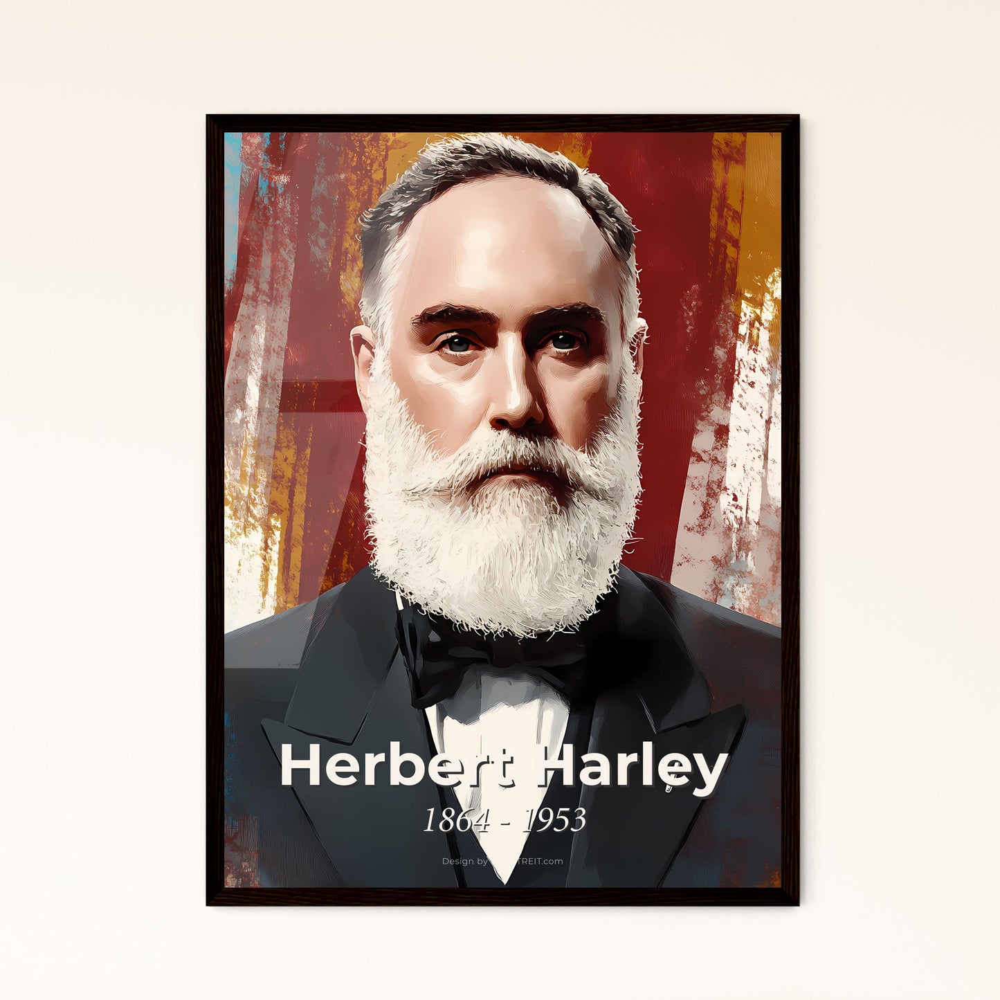 Portrait of Herbert Harley, 1864 - 1953. Impressionistic painting of a man with a white beard.