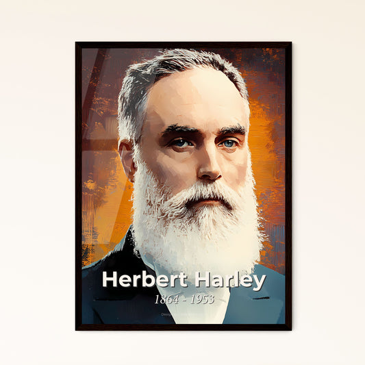 Portrait of Herbert Harley, 1864 - 1953. Impressionistic painting of a man with a white beard.