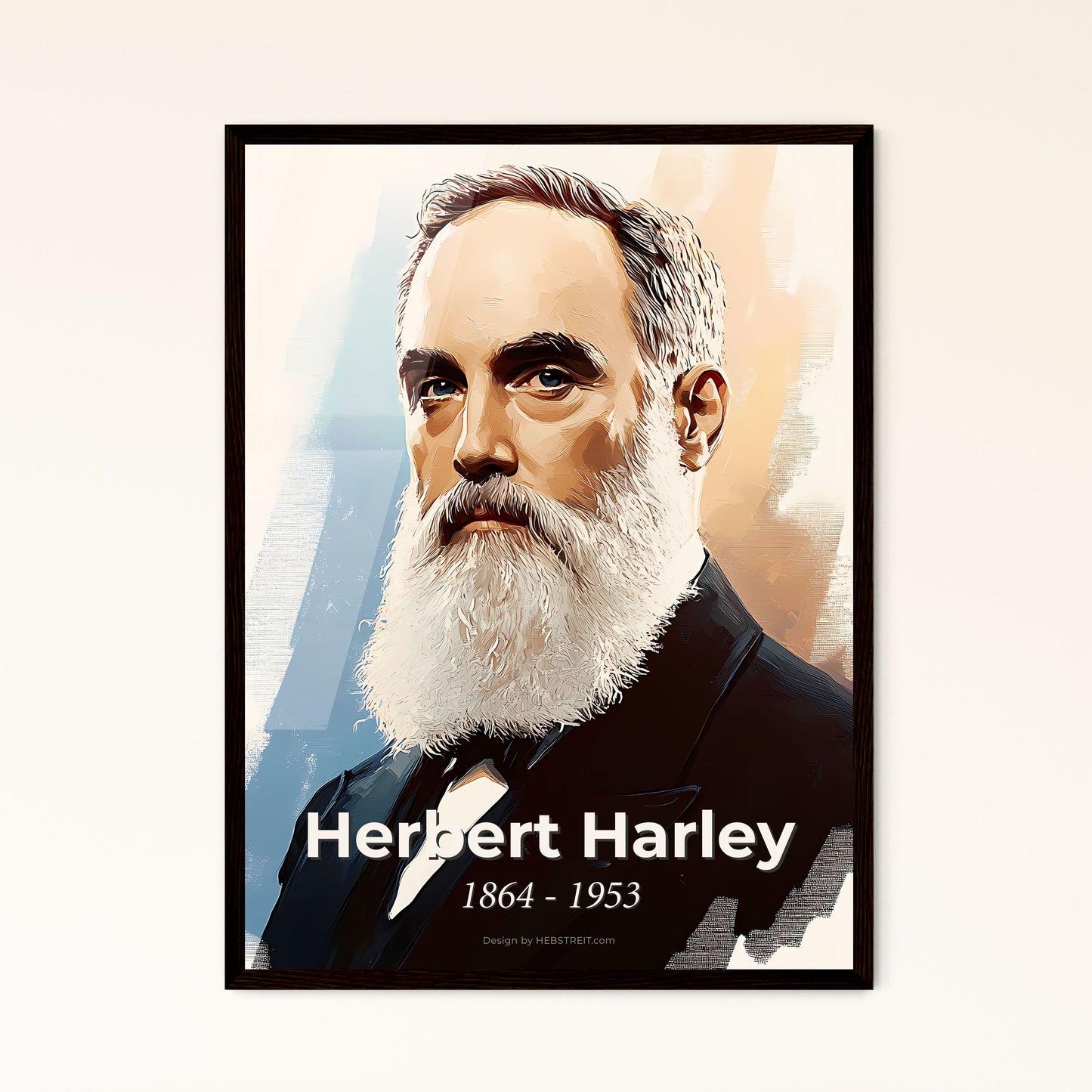 Portrait of Herbert Harley, 1864 - 1953. Impressionistic painting of a man with a white beard.