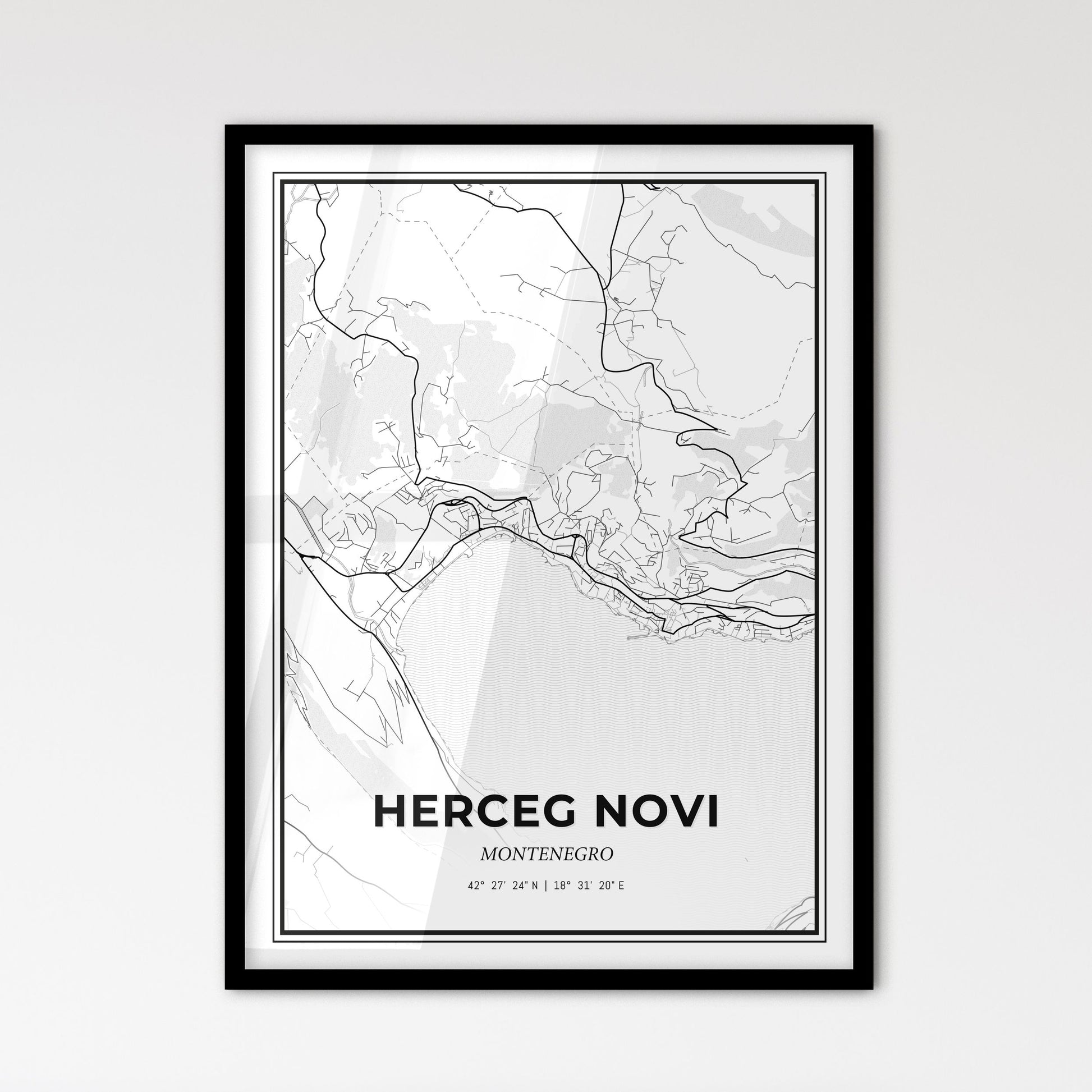 Herceg Novi Montenegro - Scandinavian Style City Map for Modern Home Decor