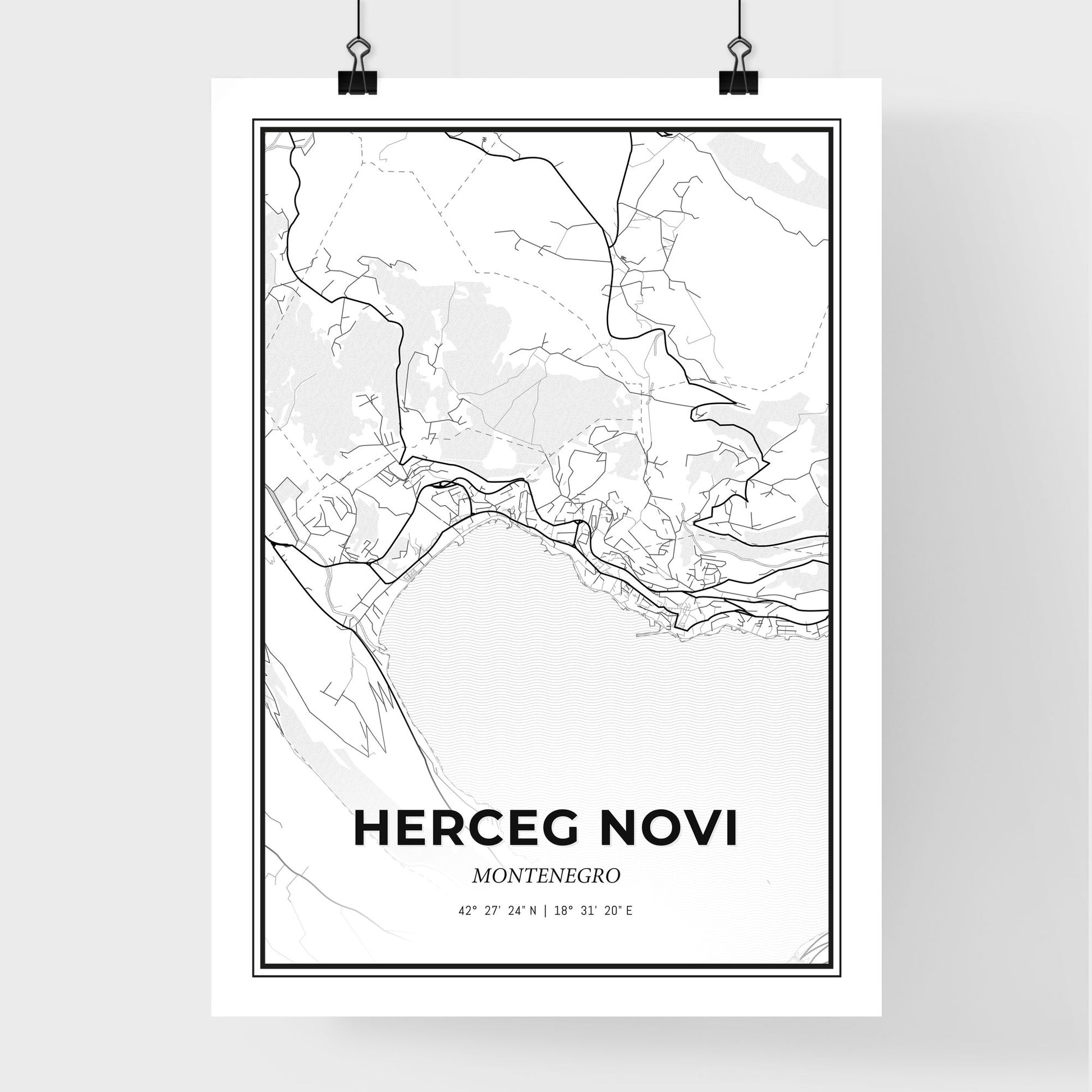 Herceg Novi Montenegro - Premium City Map Poster