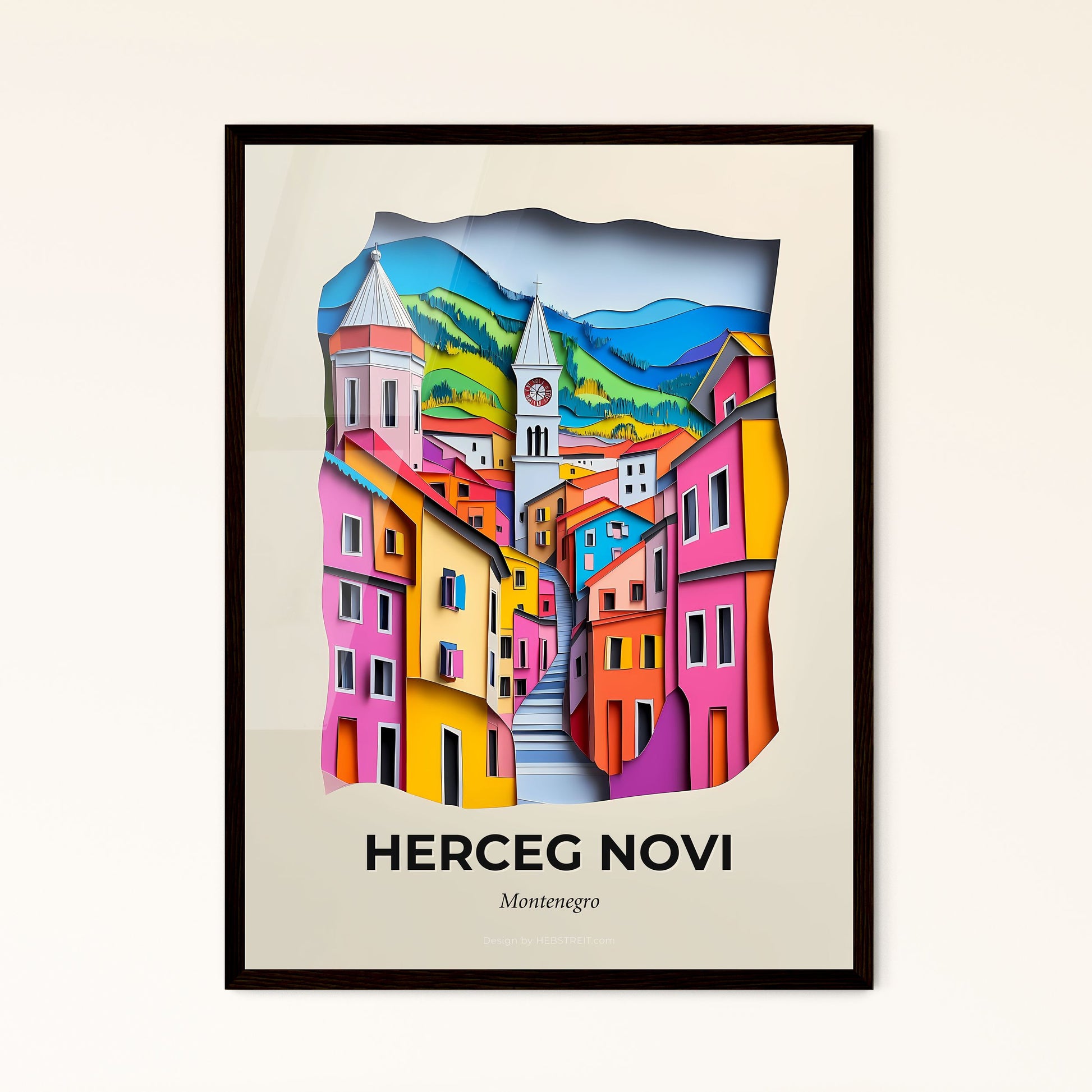 Vivid Herceg Novi, Montenegro - a colorful town with a clock tower