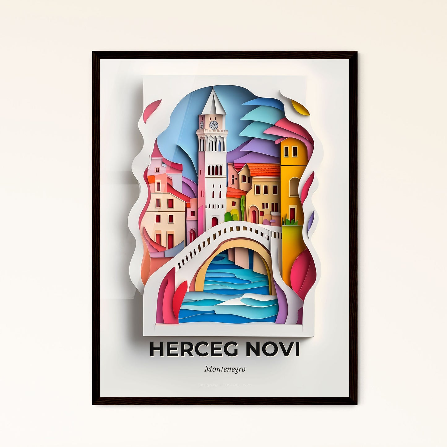 Vivid Herceg Novi, Montenegro - a paper cut of a city with a bridge