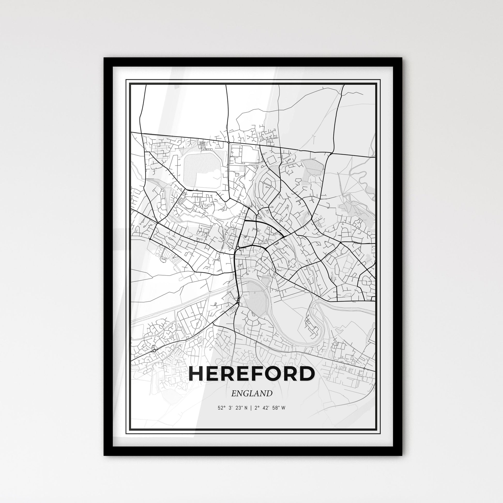 Hereford England - Scandinavian Style City Map for Modern Home Decor