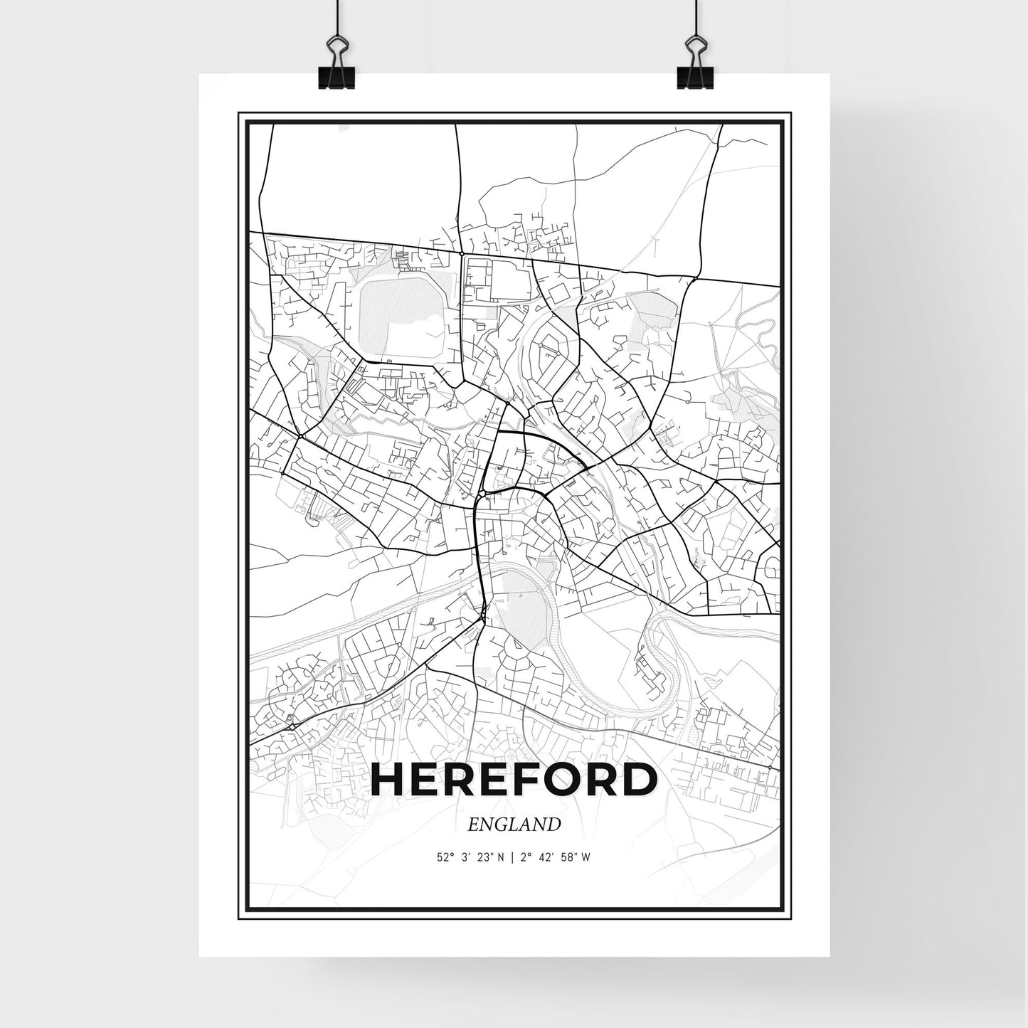 Hereford England - Premium City Map Poster