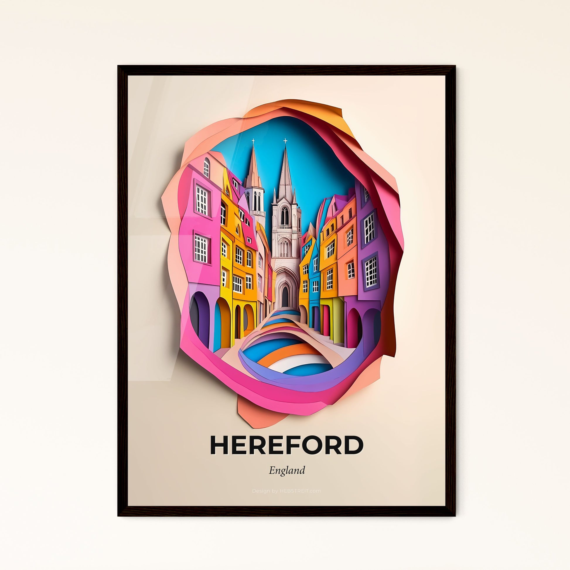 Vivid Hereford, England - a paper cut of a city with a bridge