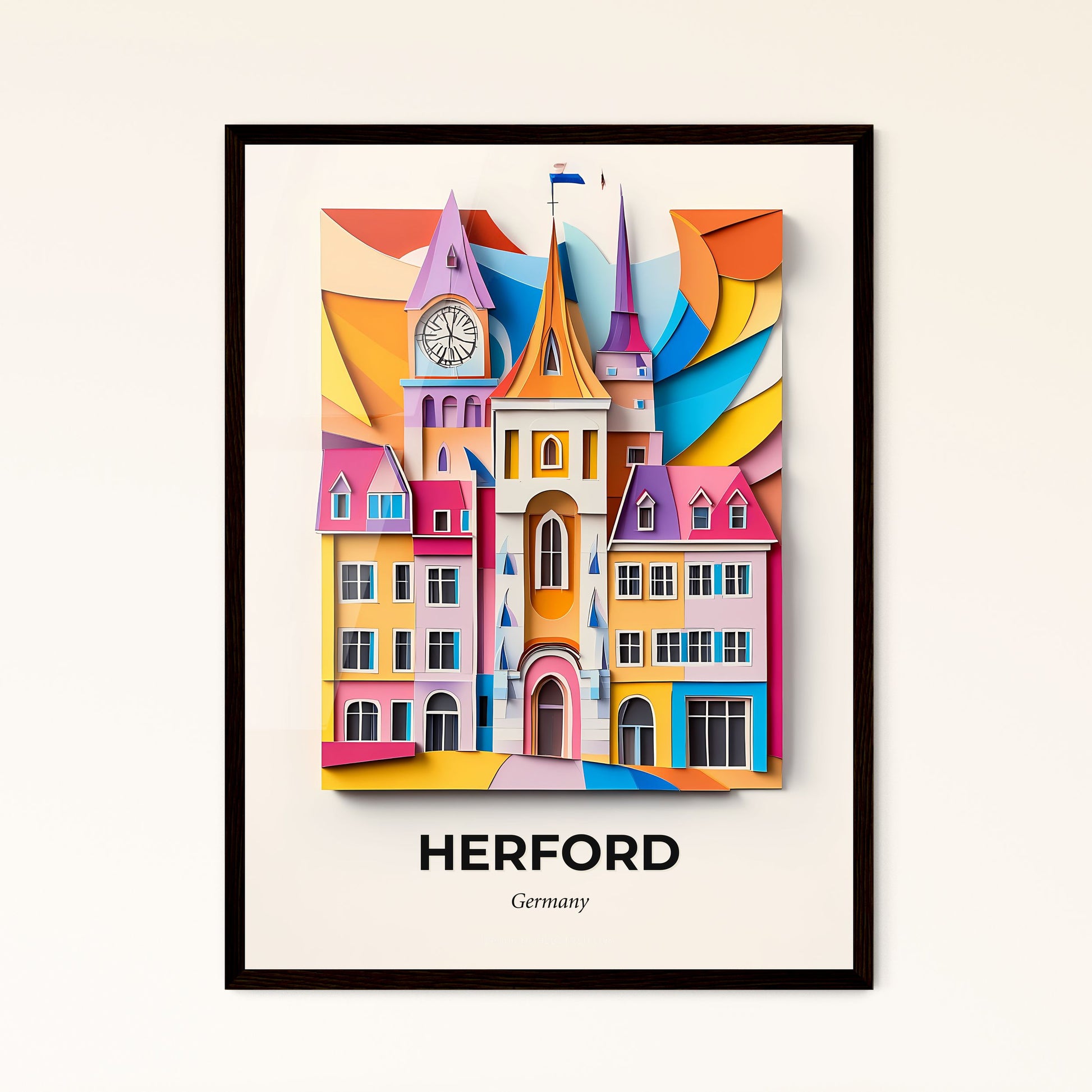 Vivid Herford, Germany - a colorful city with a clock tower on top of it