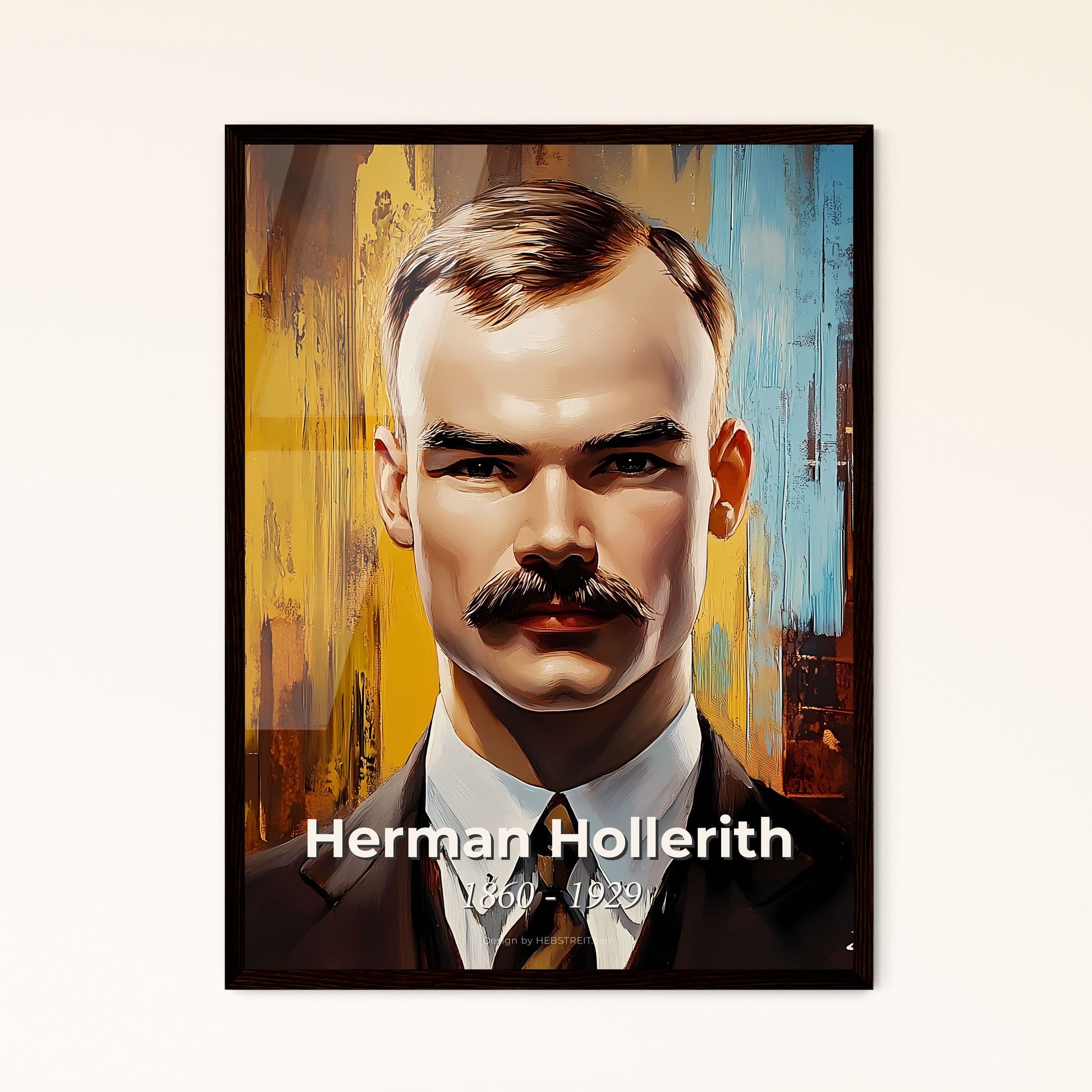 Portrait of Herman Hollerith, 1860 - 1929. Impressionistic painting of a man with a mustache.