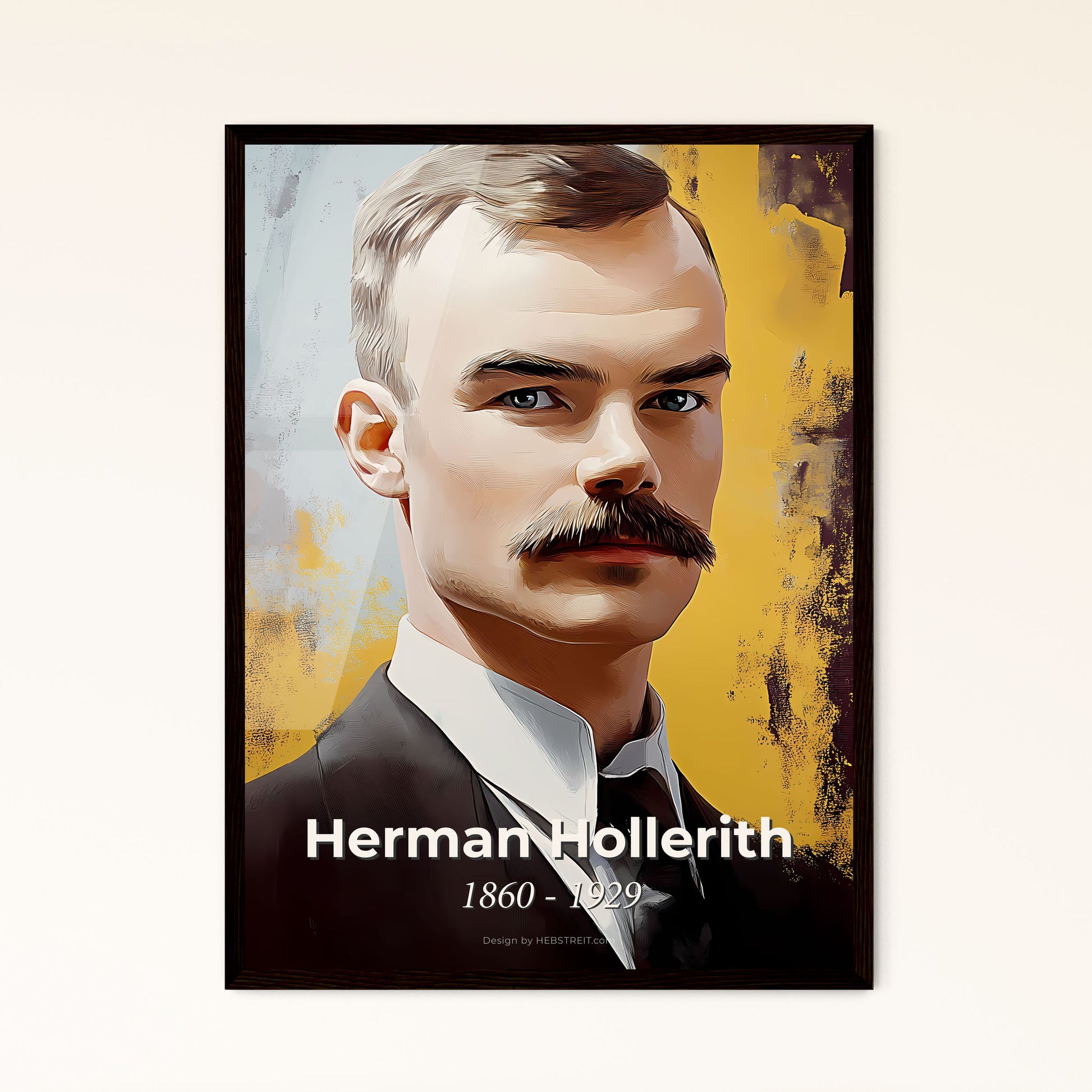 Portrait of Herman Hollerith, 1860 - 1929. Impressionistic painting of a man with a mustache.