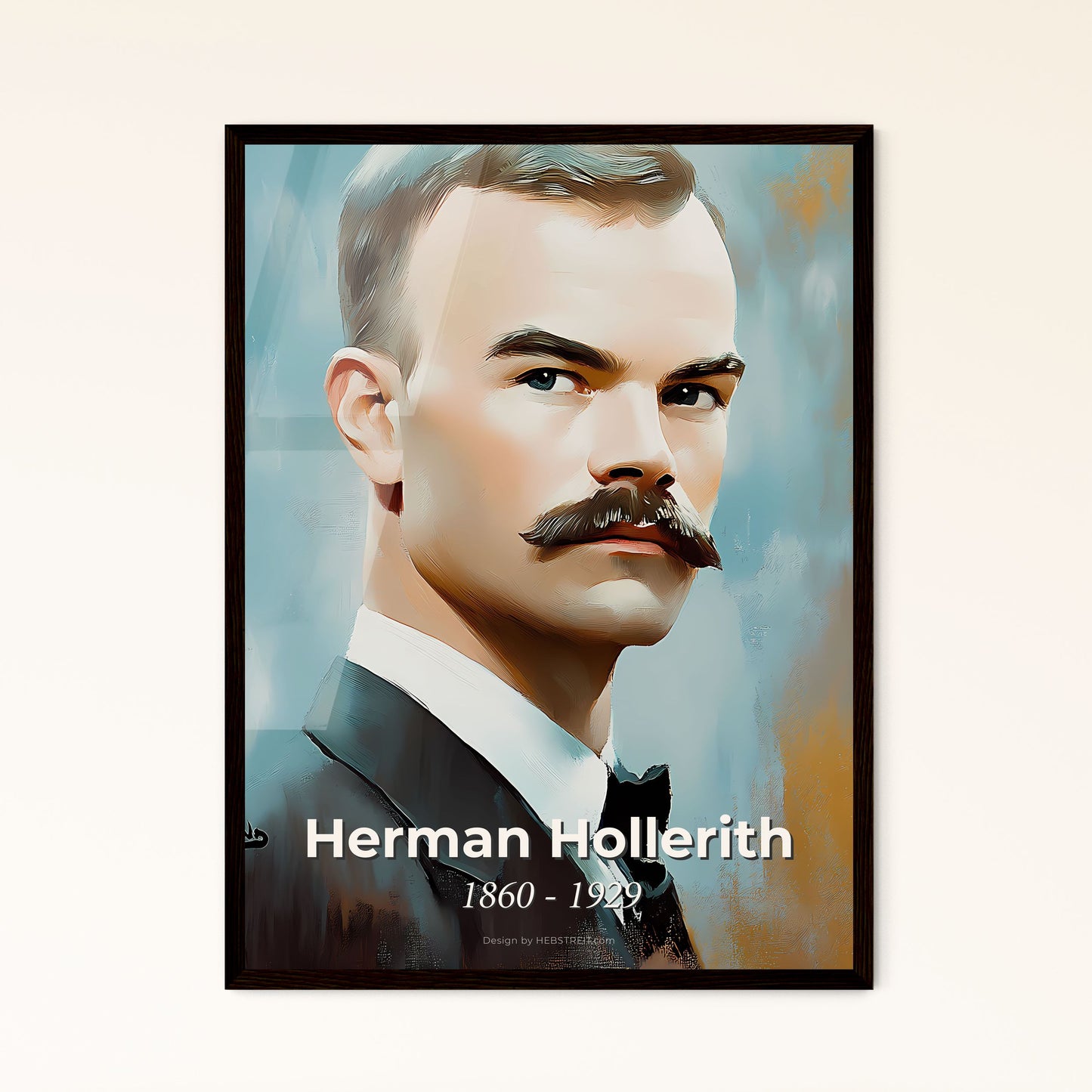 Portrait of Herman Hollerith, 1860 - 1929. Impressionistic painting of a man with a mustache.