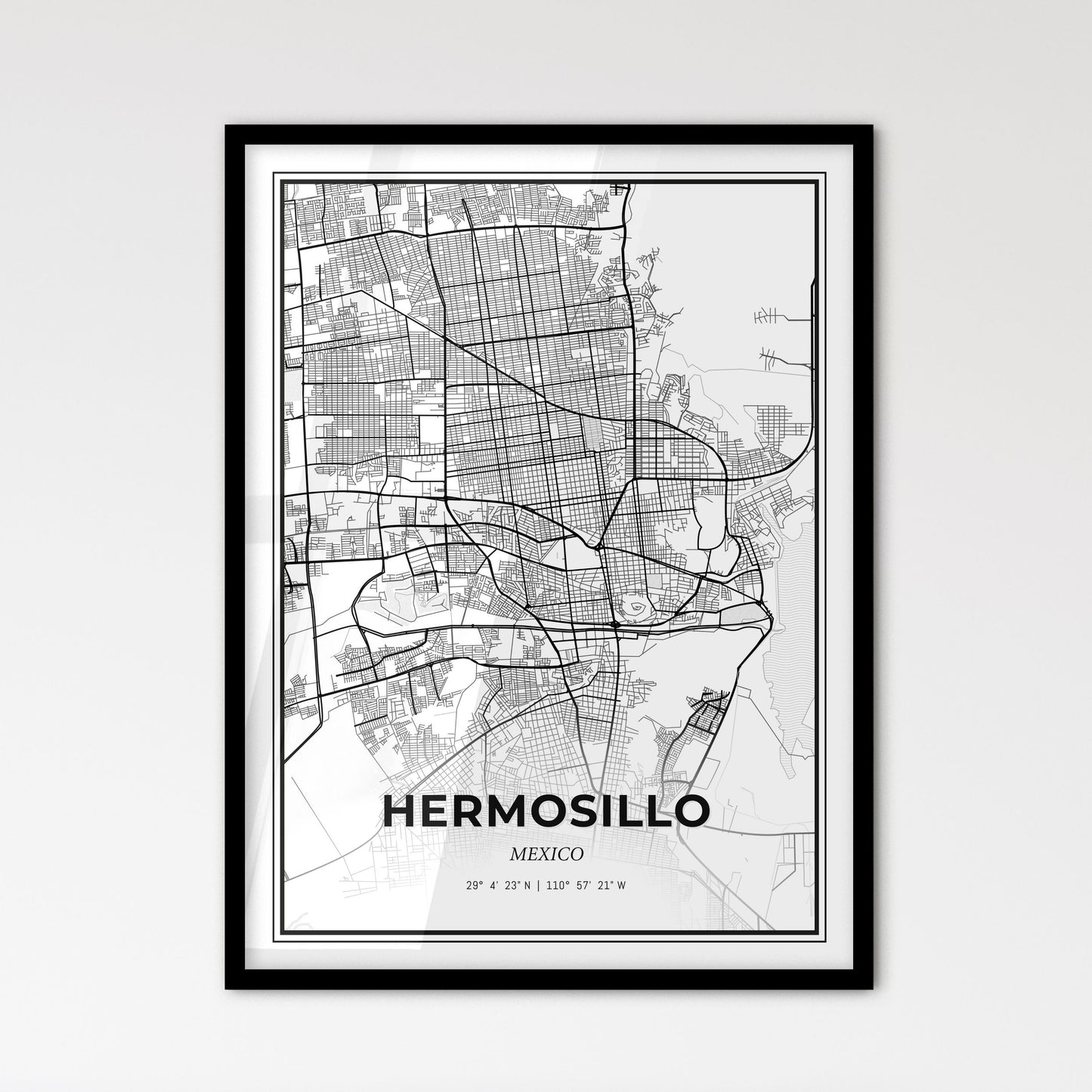 Hermosillo Mexico - Scandinavian Style City Map for Modern Home Decor