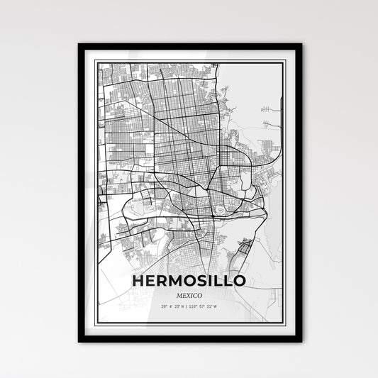 Hermosillo Mexico - Scandinavian Style City Map for Modern Home Decor