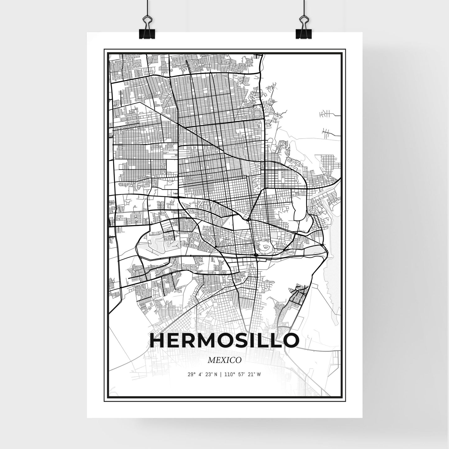 Hermosillo Mexico - Premium City Map Poster