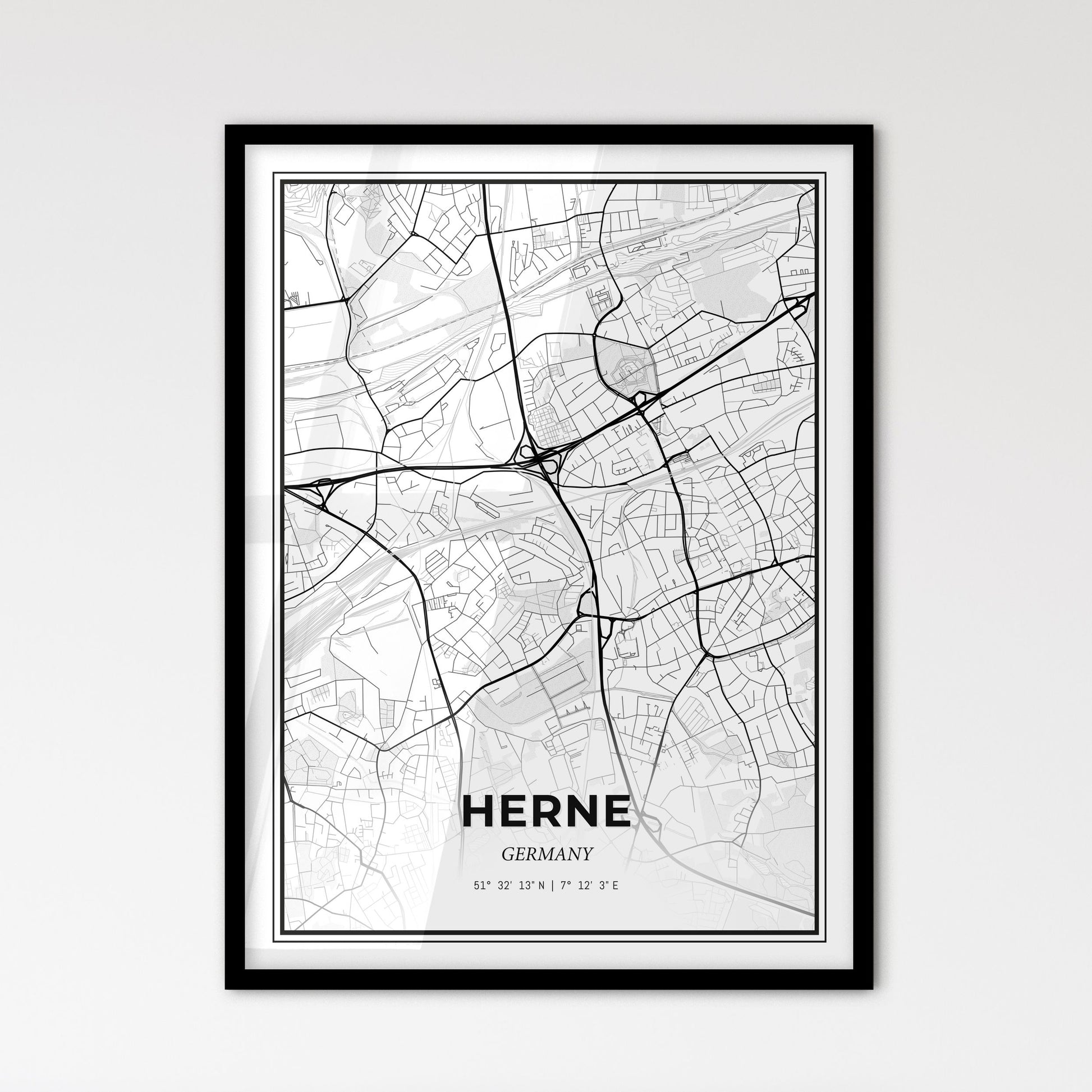 Herne Germany - Scandinavian Style City Map for Modern Home Decor