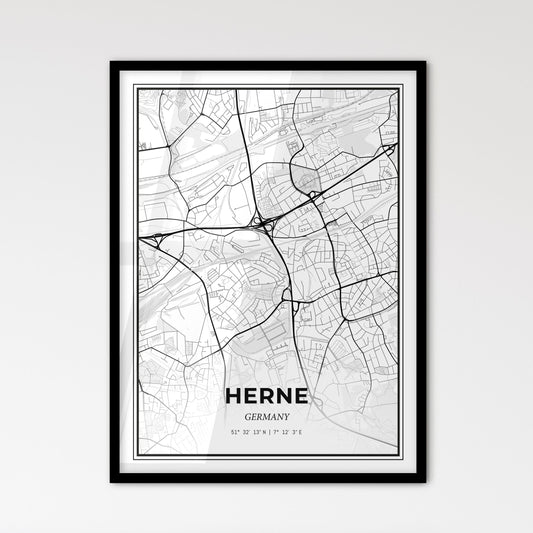 Herne Germany - Scandinavian Style City Map for Modern Home Decor