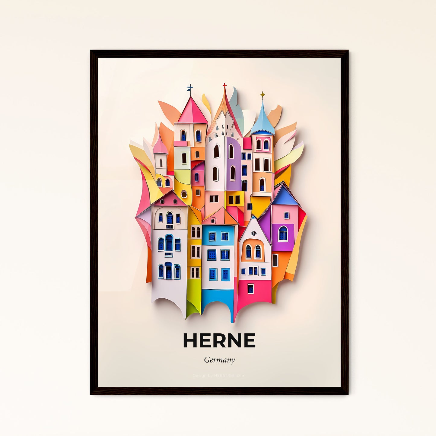 Vivid Herne, Germany - a colorful city with a cross on top of it