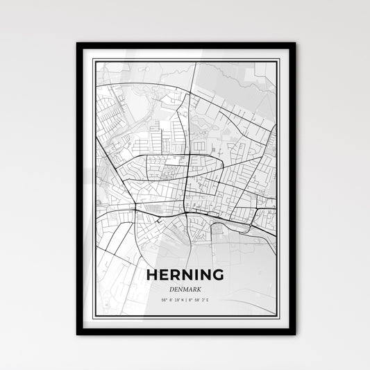 Herning Denmark - Scandinavian Style City Map for Modern Home Decor