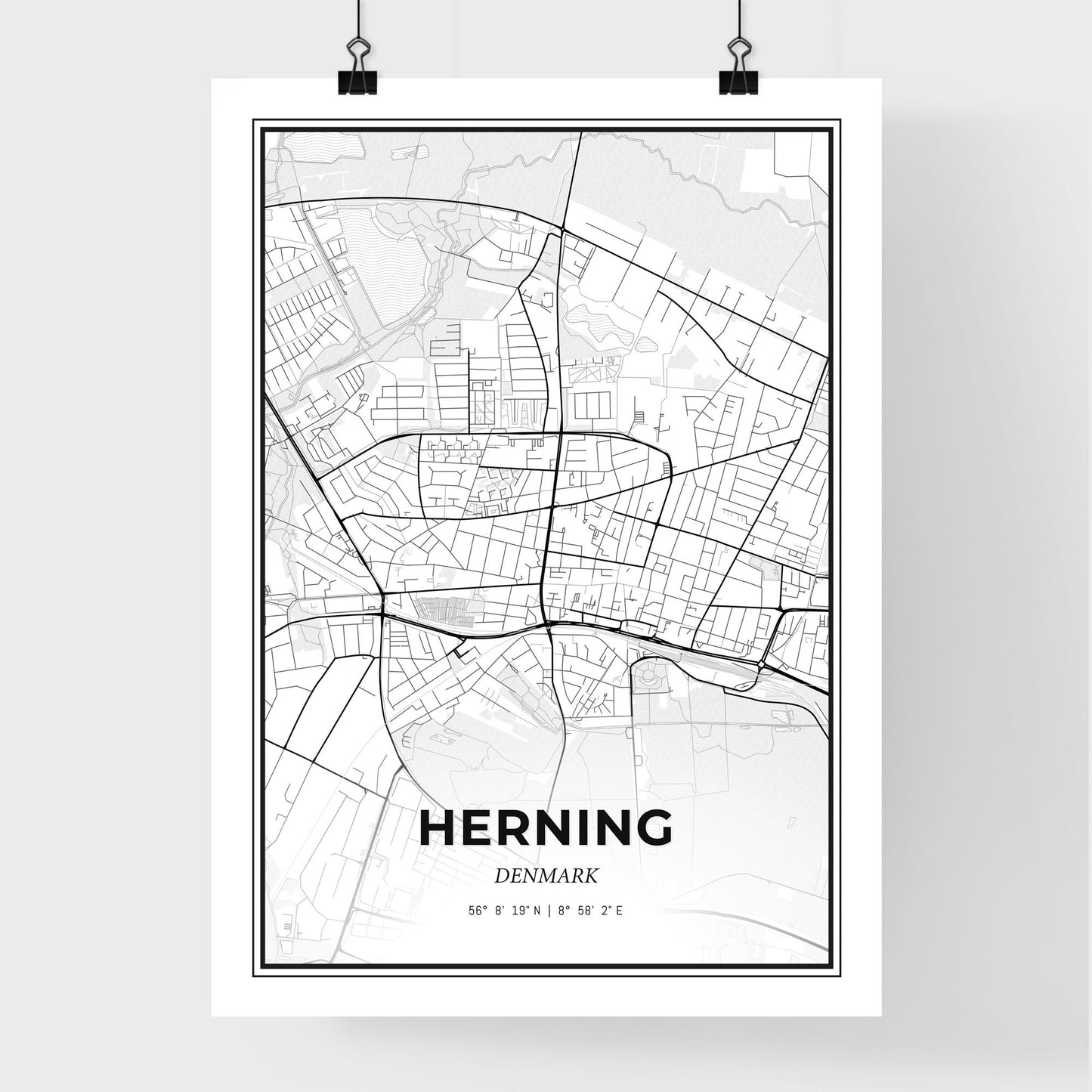 Herning Denmark - Premium City Map Poster