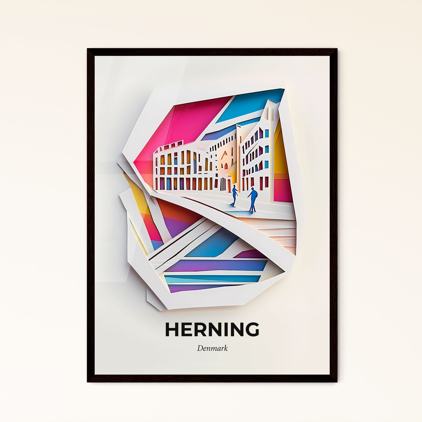 Vivid Herning, Denmark - a paper cut of a city with a person walking