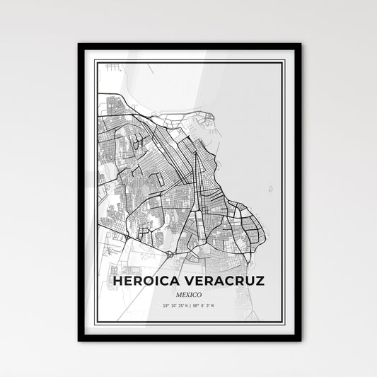 Heroica Veracruz Mexico - Scandinavian Style City Map for Modern Home Decor