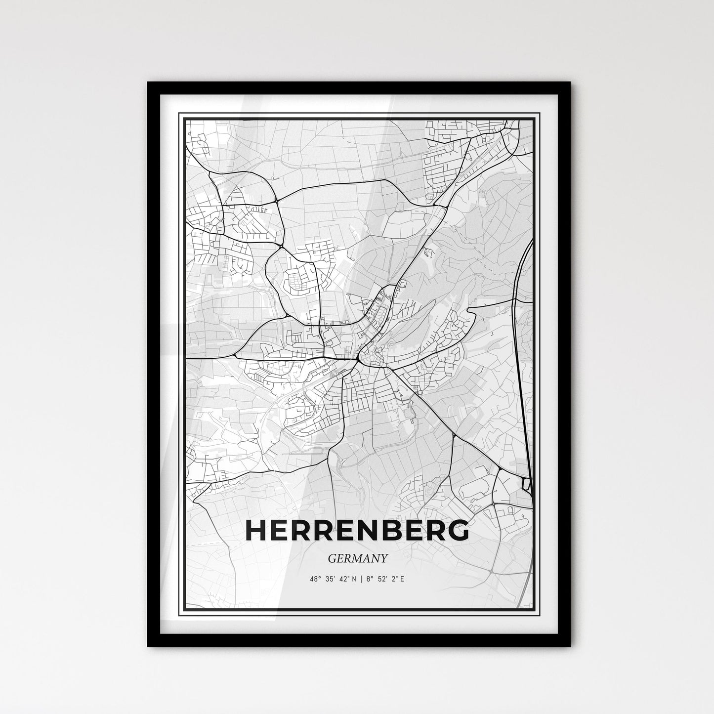 Herrenberg Germany - Scandinavian Style City Map for Modern Home Decor