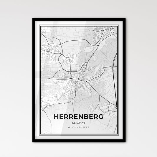 Herrenberg Germany - Scandinavian Style City Map for Modern Home Decor