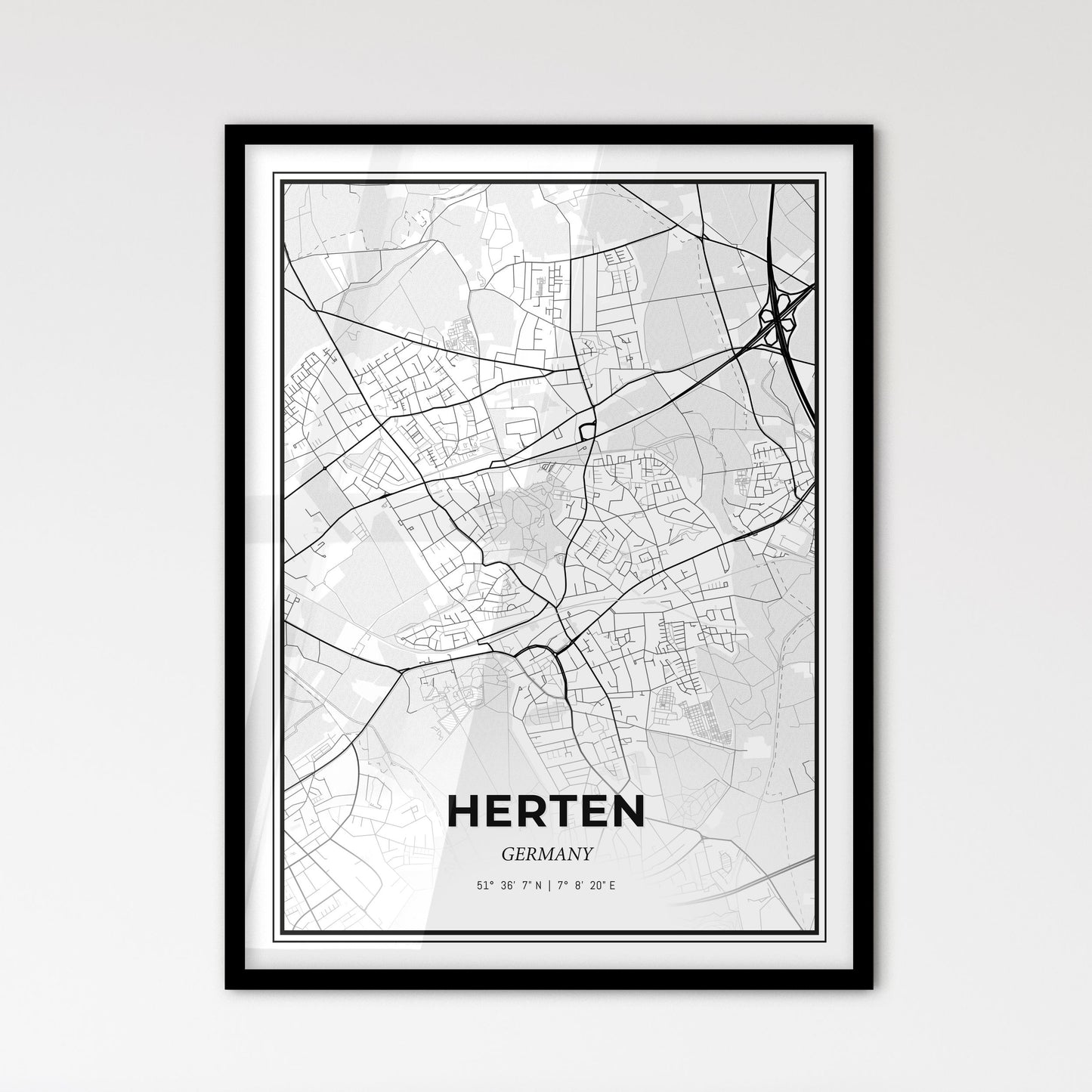 Herten Germany - Scandinavian Style City Map for Modern Home Decor