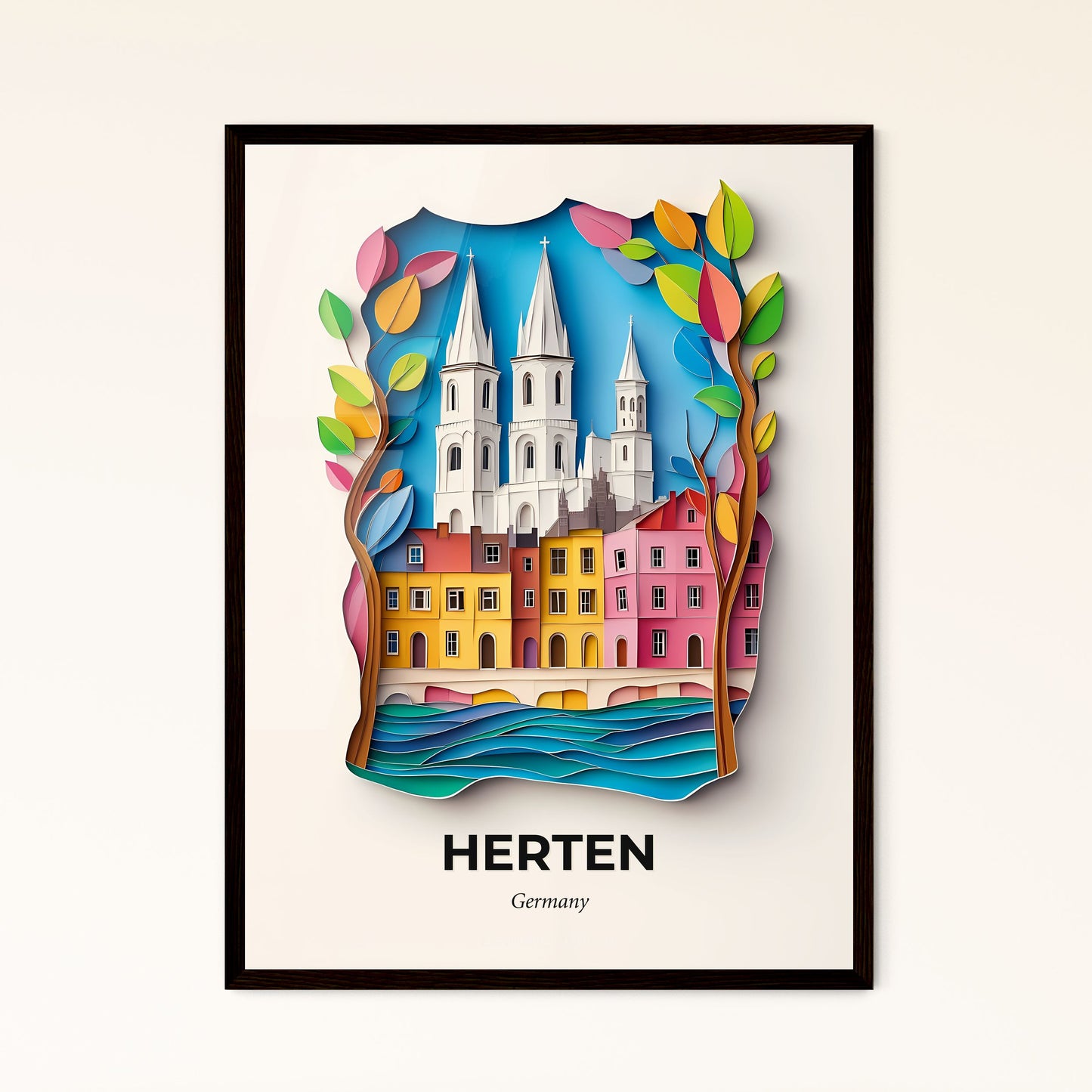 Vivid Herten, Germany - a paper cut of a city with a river