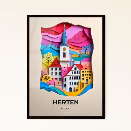 Vivid Herten, Germany - a paper cut of a city with a clock tower