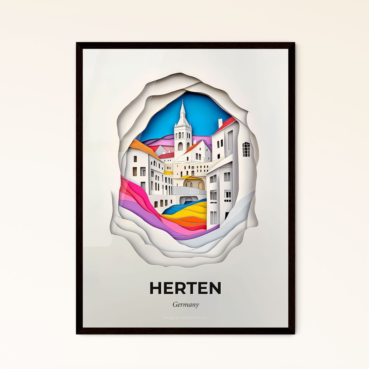 Vivid Herten, Germany - a paper cut of a city with a clock tower