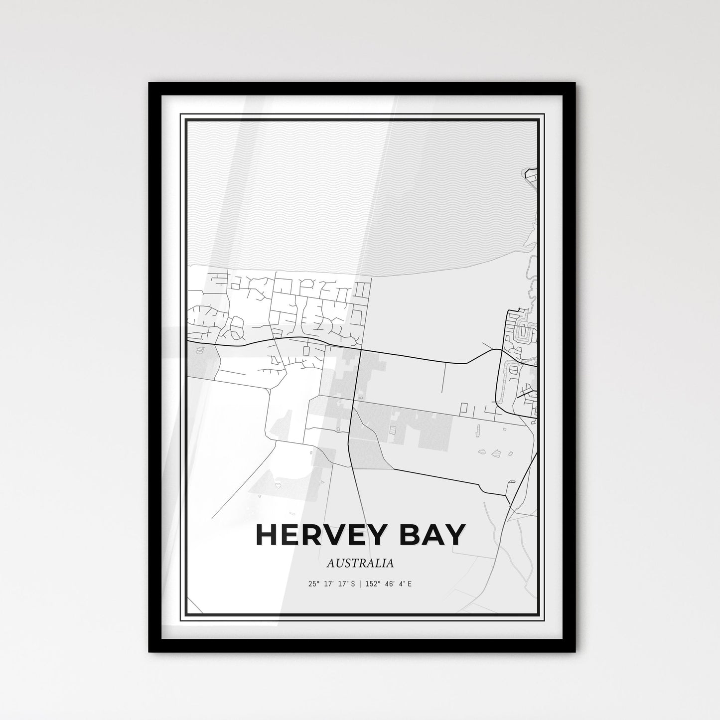 Hervey Bay Australia - Scandinavian Style City Map for Modern Home Decor