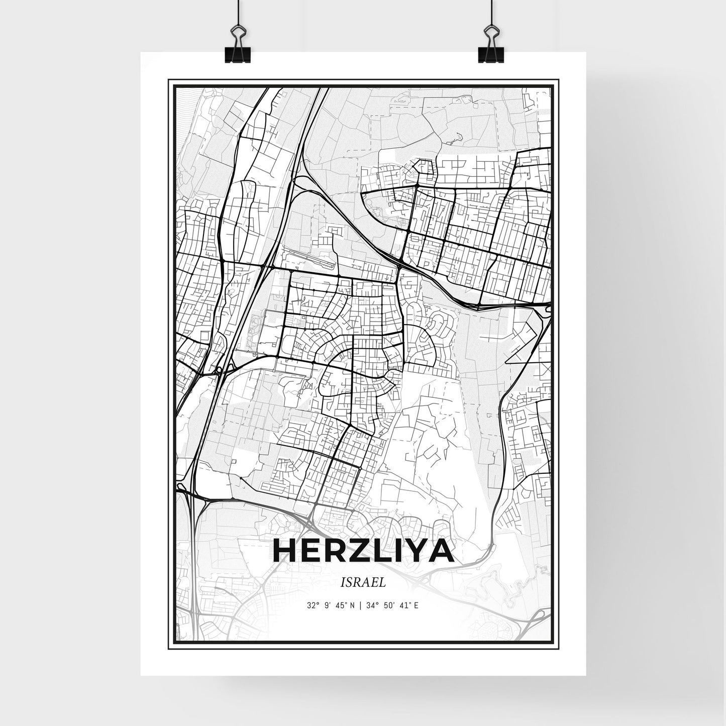 Herzliya Israel - Premium City Map Poster