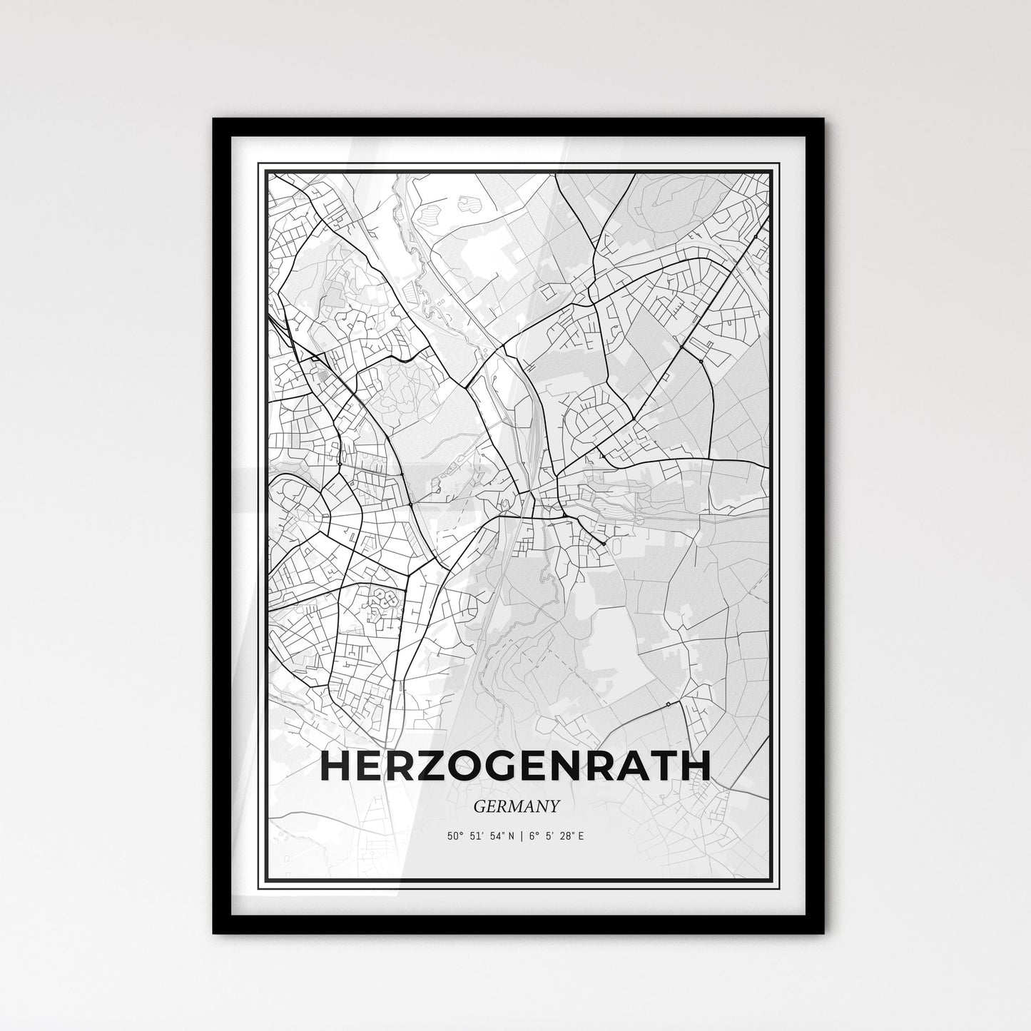 Herzogenrath Germany - Scandinavian Style City Map for Modern Home Decor