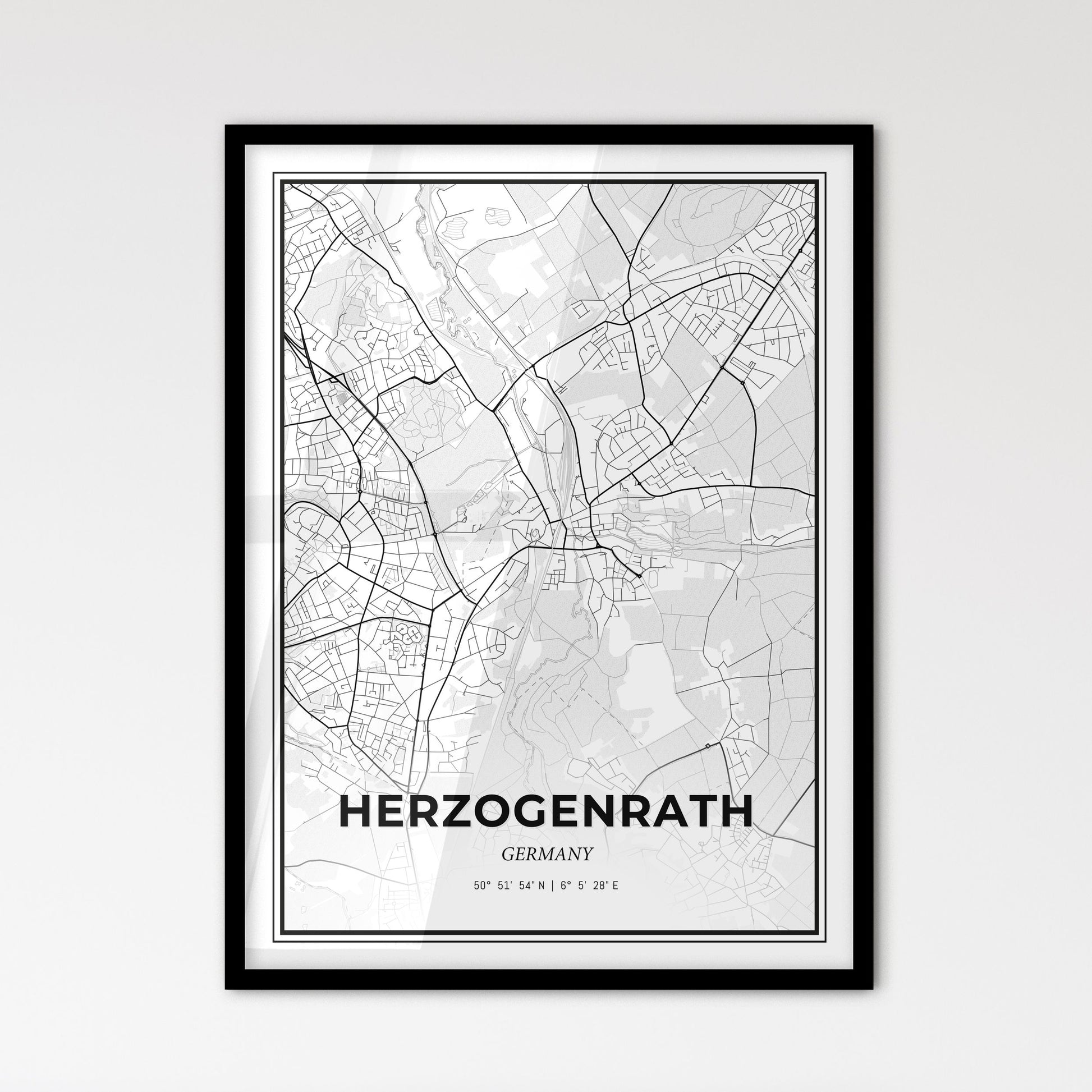 Herzogenrath Germany - Scandinavian Style City Map for Modern Home Decor