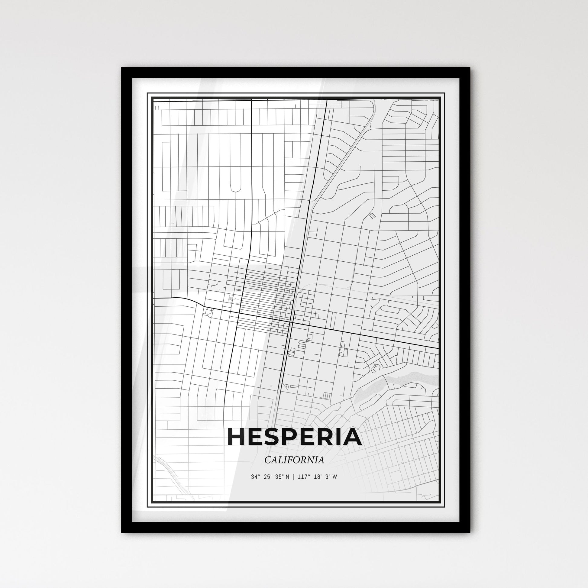 Hesperia California - Scandinavian Style City Map for Modern Home Decor