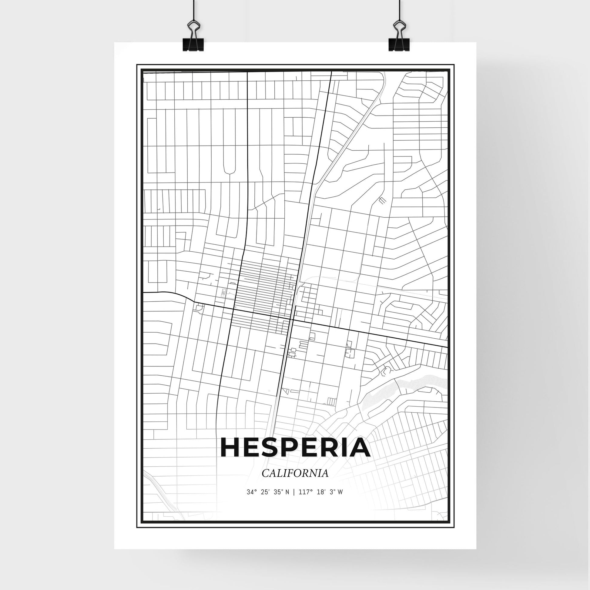 Hesperia California - Premium City Map Poster