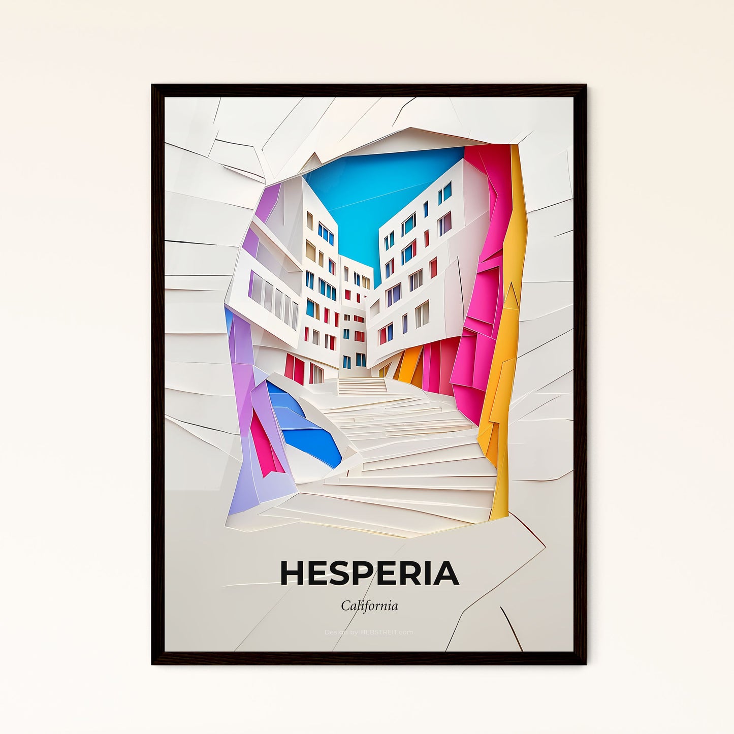 Vivid Hesperia, California - a paper cut of a building with a staircase