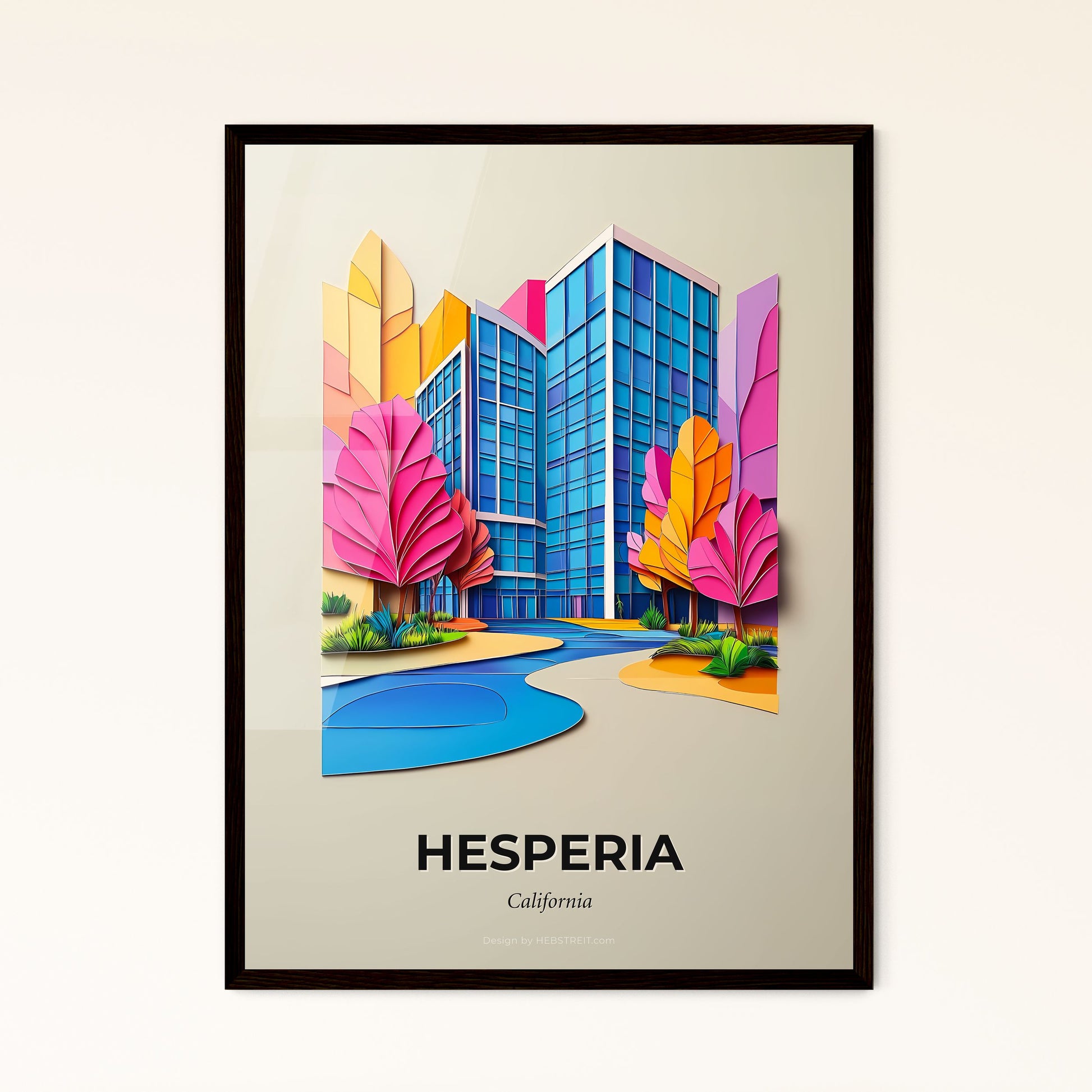 Vivid Hesperia, California - a colorful city with a river and trees