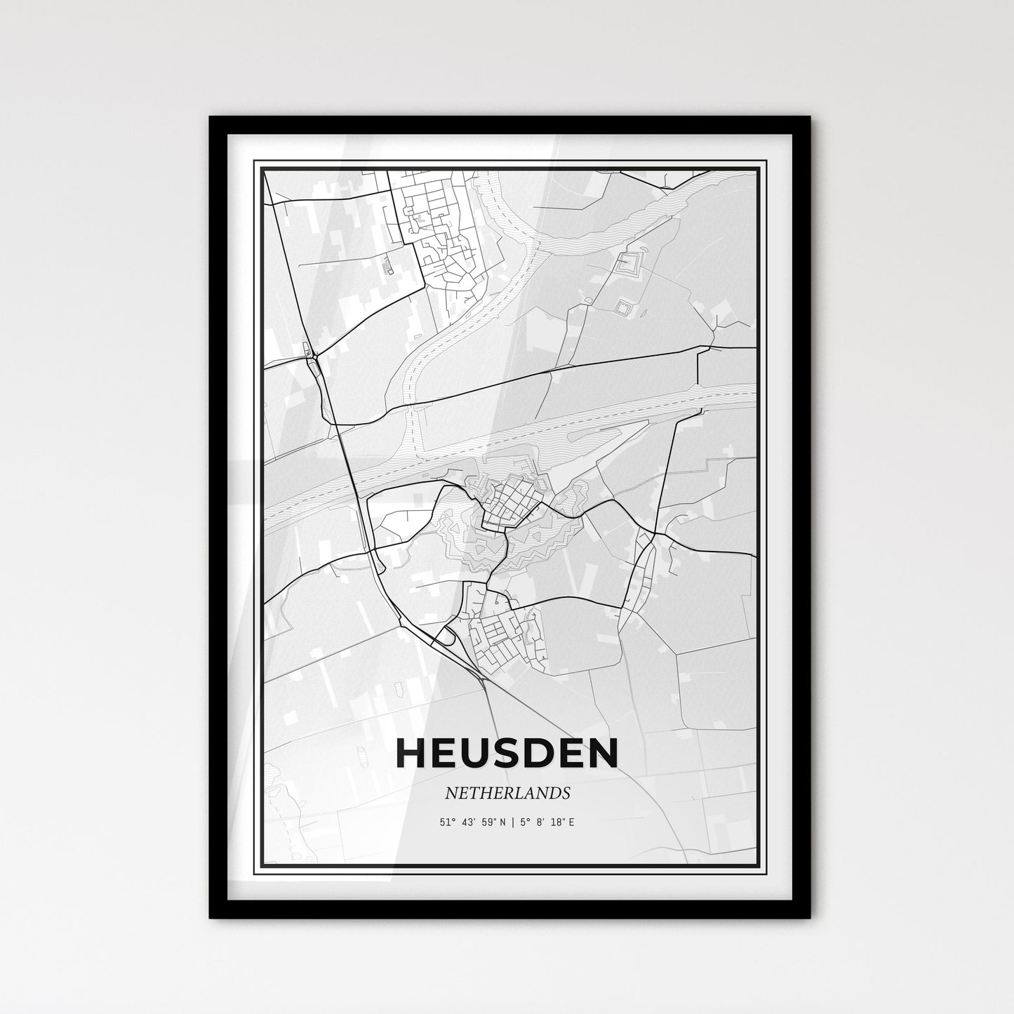  Heusden Netherlands - Scandinavian Style City Map for Modern Home Decor