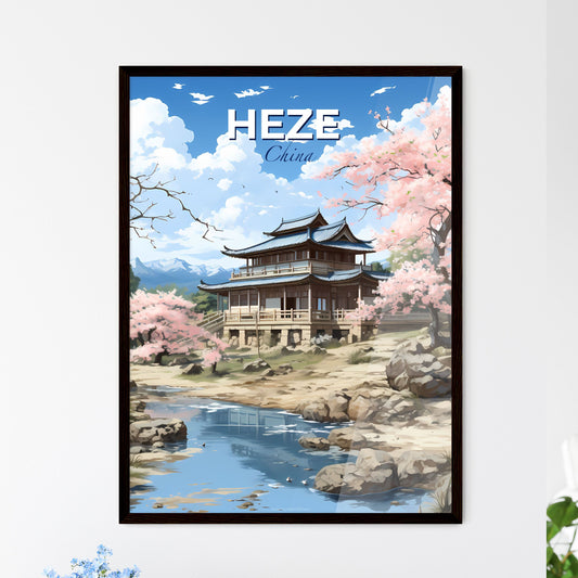 Heze China Green Landscape Art Painting Skyline Pond Trees Buildings Highrises Default Title